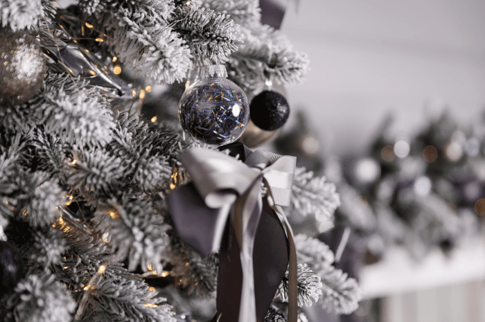 Black Christmas ornament in a tree