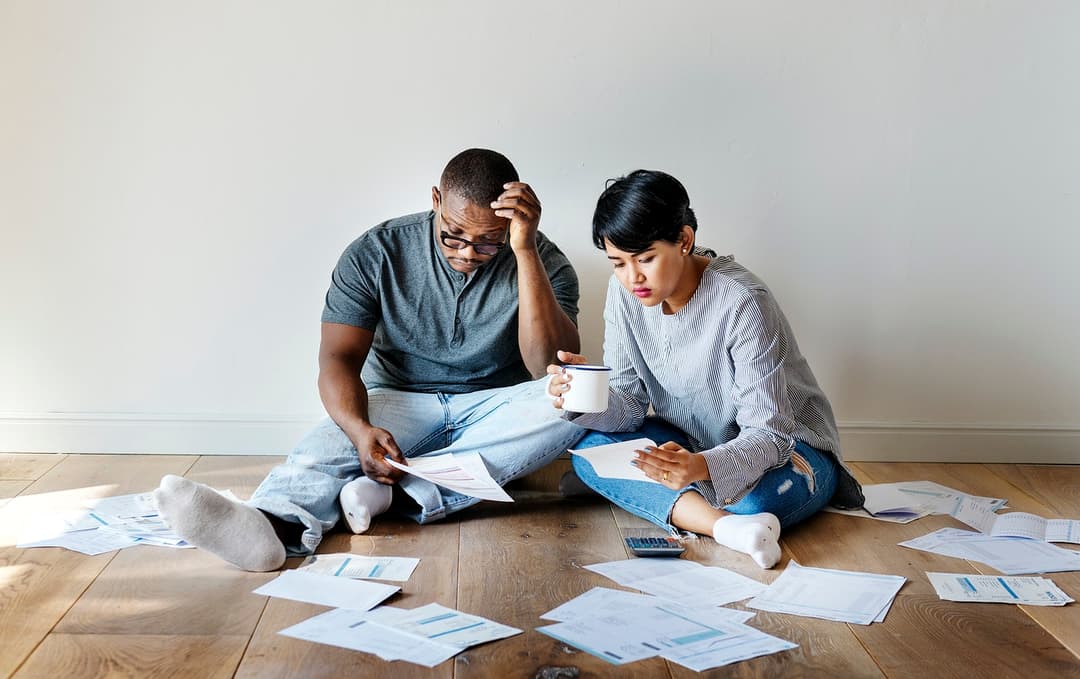 A couple looking at documents