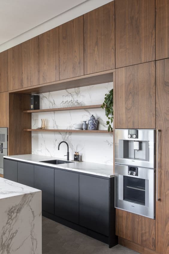 Cuisine avec armoire sans poignée