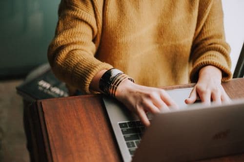 Person looking at a computer