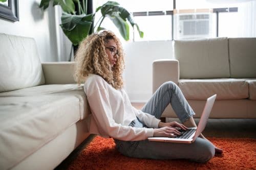 Woman searching for a mortgage line of credit online