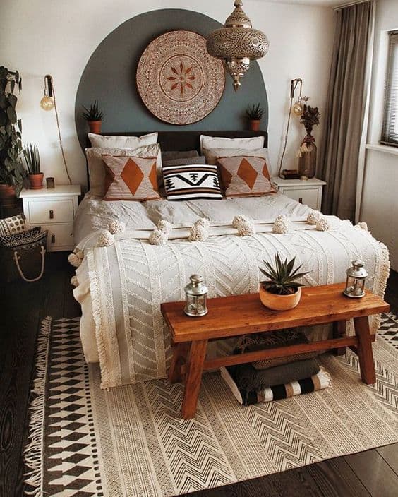 Chambre d'inspiration ethnique et indienne