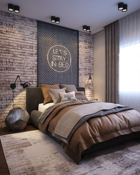 Chambre à coucher de style industriel
