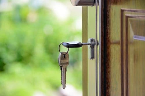 A key in a front door lock