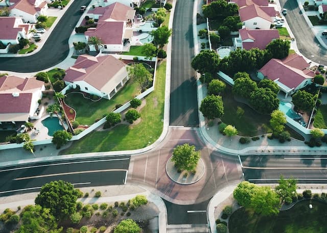 Quartier développé vu de haut