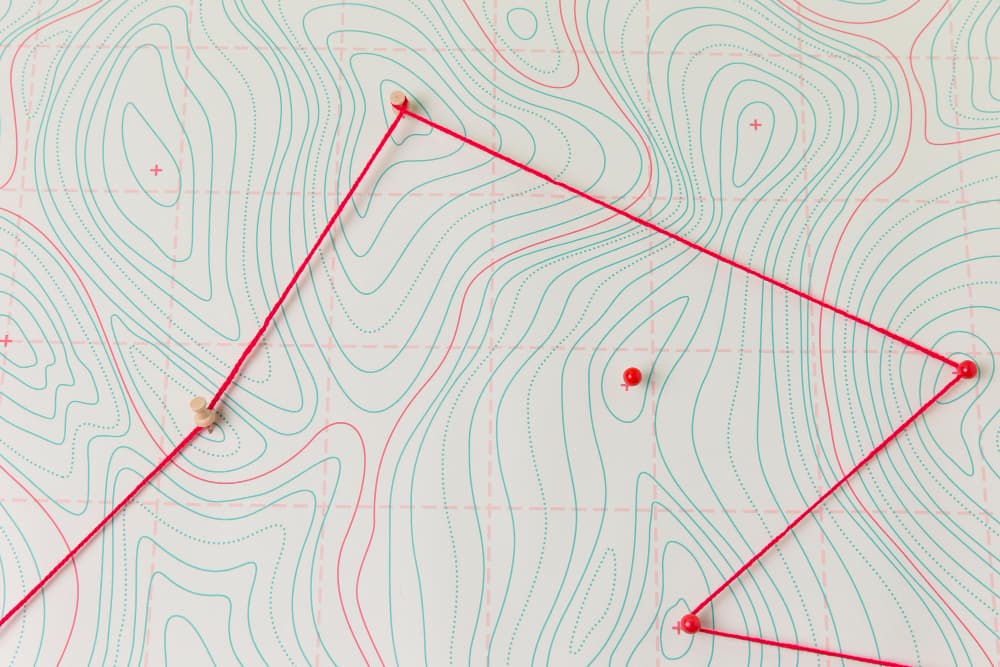 Cartographie topographique avec repères pour une zone de contraintes