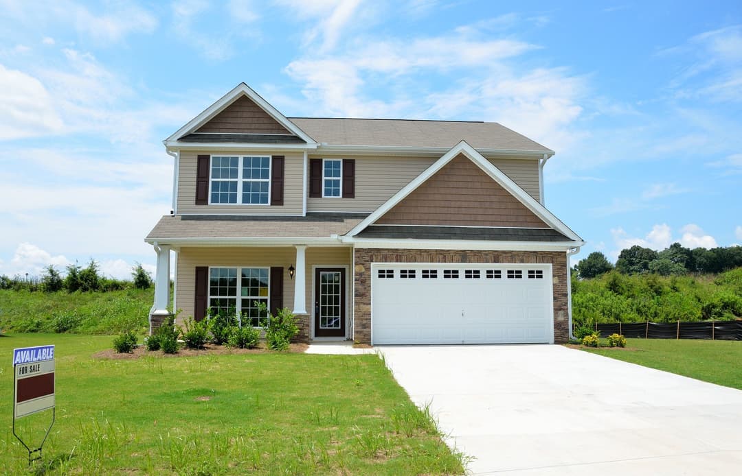 House with a blue sky