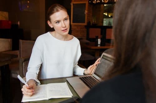 A mortgage broker with a client