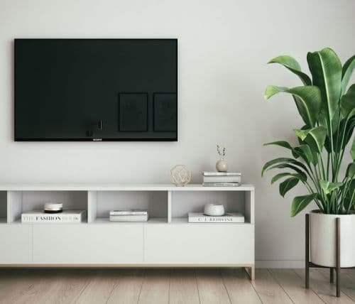 TV with its wire hidden behind