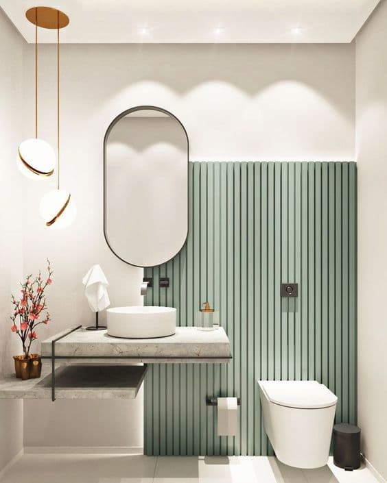 Salle de bain avec un bel éclairage