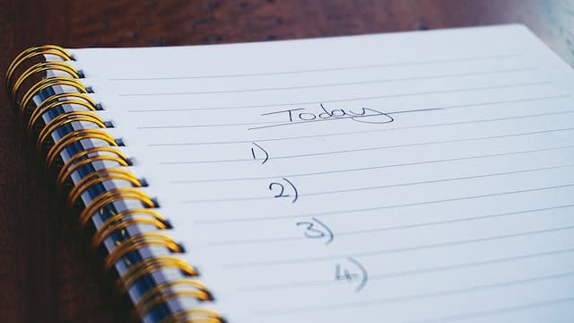 Liste de choses à faire pour aujourd’hui